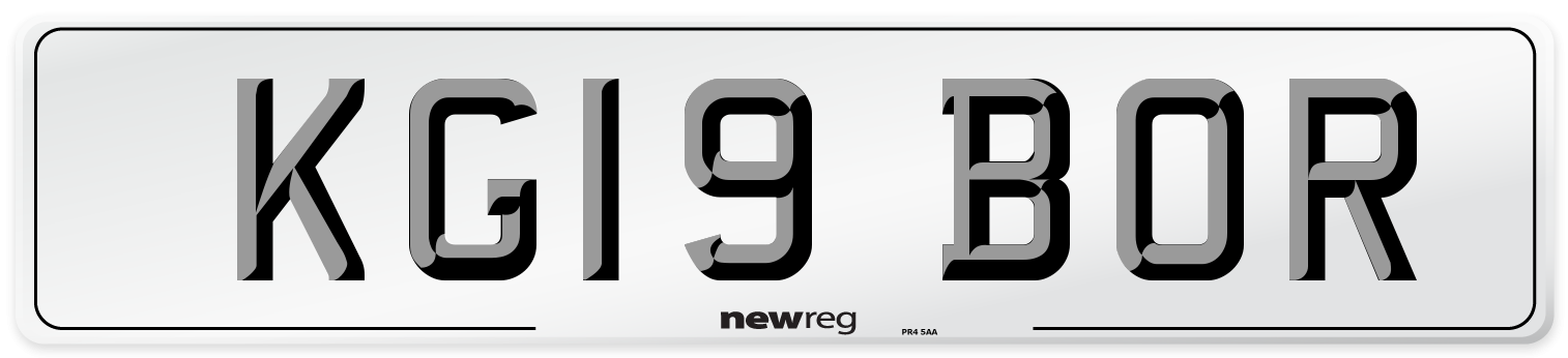 KG19 BOR Number Plate from New Reg